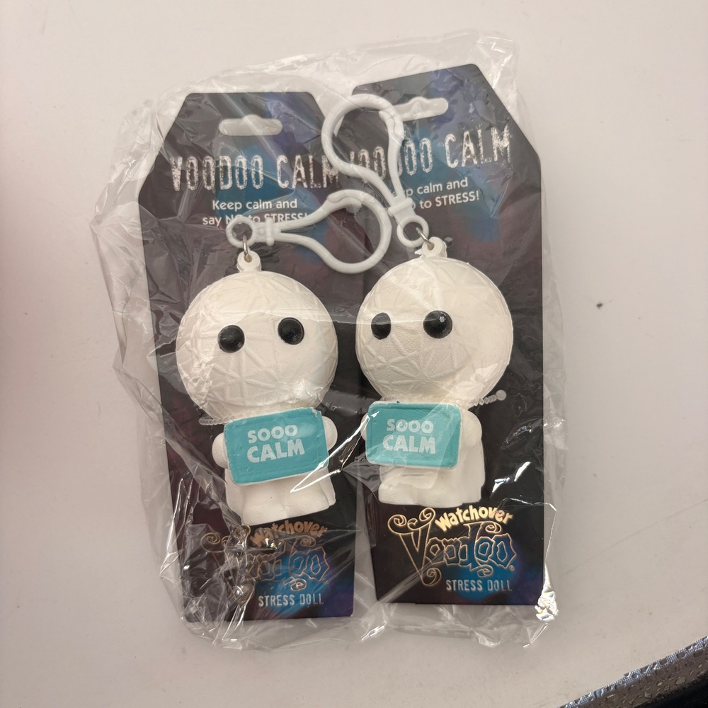 Watchover Voodoo Calm Stress Doll Keychain 2 Pack White Squishy Figures REF 022